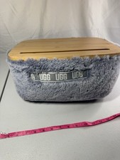 UGG Polar Lap Desk Gray Blue Faux Fur Bamboo Laptop Tablet Phone Holder