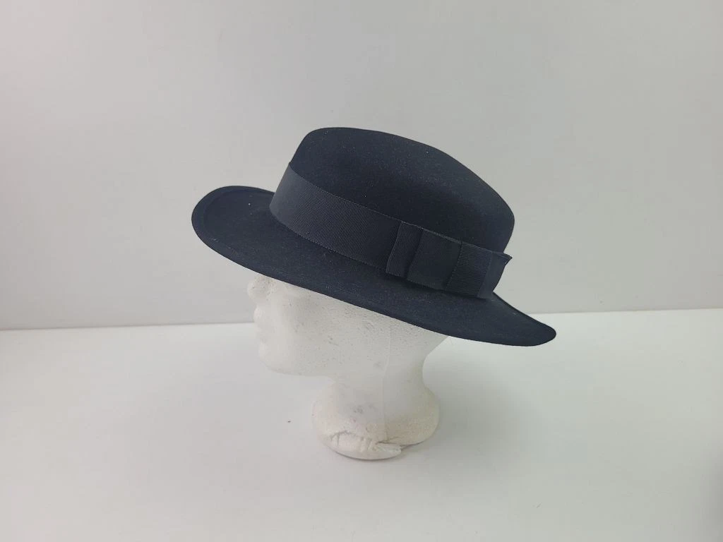2 Hüte Damen Filz schwarz Pelz braun Gr. 57 Vintage alt #255295