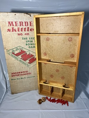 Merdel Skittles No 401 Spin Top Bowling Game Original Box Ludington MI Complete