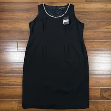 Marina Rinaldi Women's Plus Size 24 / 33 Black Embellished Neck Sleeveless Dress