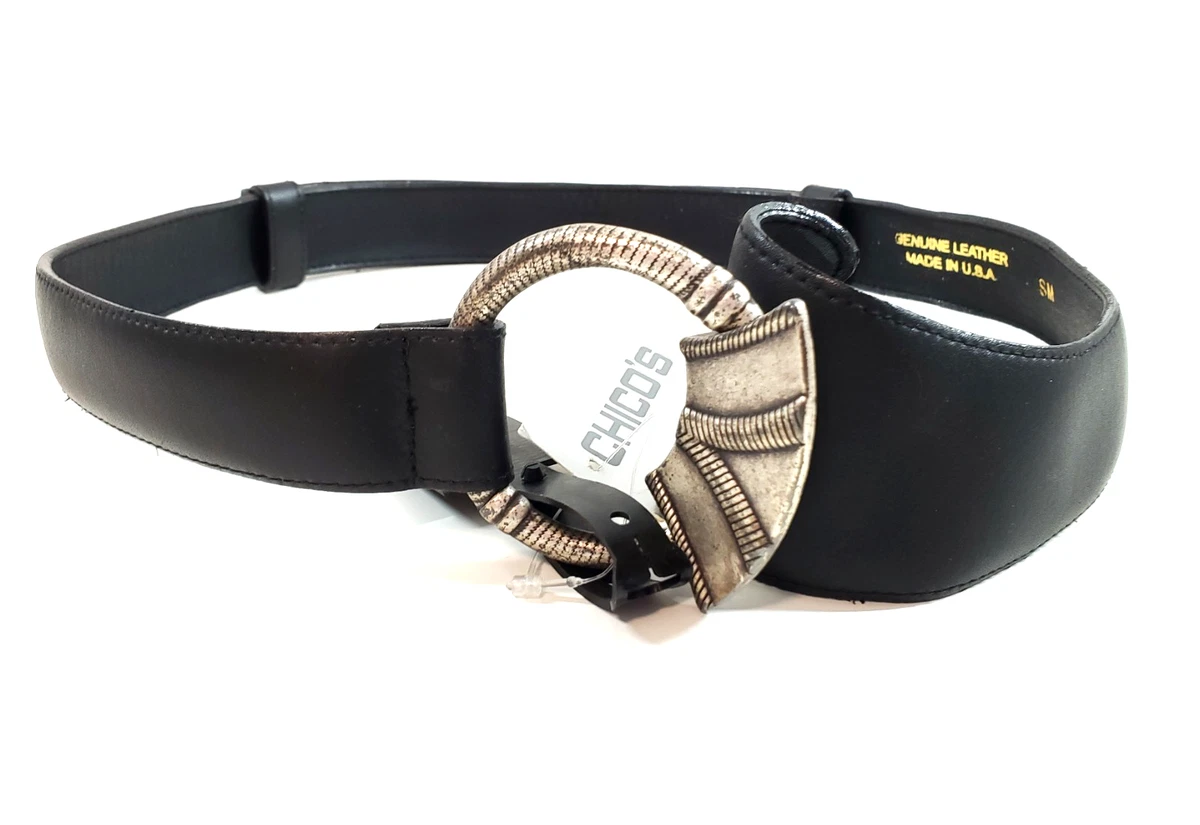 WOMEN\'S CHICO\'S GENUINE LEATHER BELT   - BLACK -  Made in USA -  Size: M/L Chico main image 4
