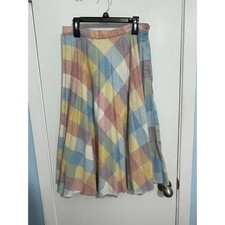 VTG Plaid Pastel Wool Skirt Small Union Made Tradwife Modest Preppy Twee