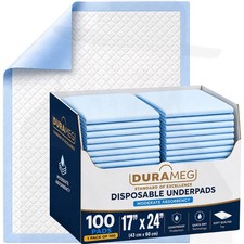 DURAMEG 17x24 Disposable Underpads 100 Pack Puppy Training Pads Dog Pee Pads Pet