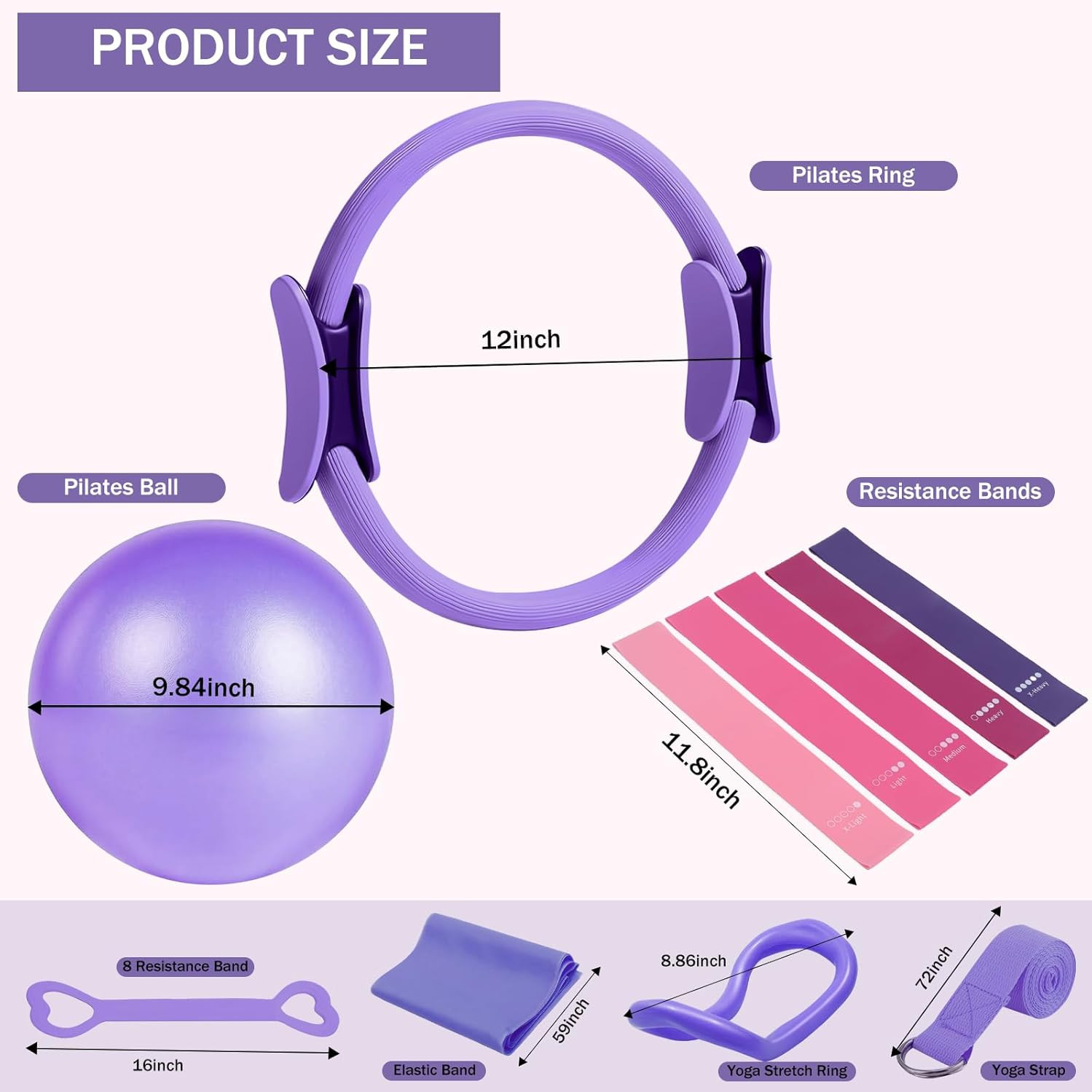Home Pilates Essentials Kit for Women Pink Ring and Ball Pilates Set Equipment thumbnail 2