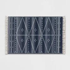 Threshold 2'3"x3'9" Washable Woven Tapestry Accent Rug with Fringe - Indigo