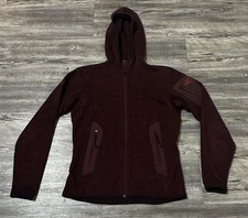 Arcteryx Polartec Fleece Hooded Full Zip Jacket Solid Red Wineish