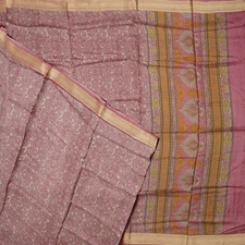 Namaste Vintage Pink Sarees 100% Pure Silk Printed Indian Sari 6YD Craft Fabric