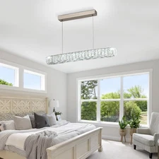 Modern Chandeliers 21.4 Crystal Linear Pendant Lights Kitchen Island Stainless S