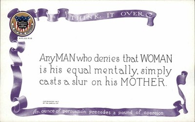 WOMEN'S SUFFRAGE Think It Over ANY MAN WHO DENIES Antique Postcard