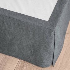 Full/Queen Linen Blend Bedskirt Dark Gray - Casaluna: Machine Washable,