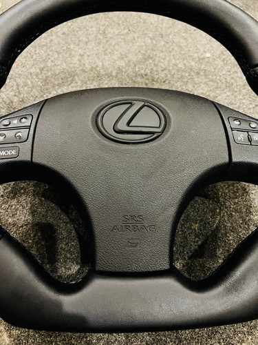 LEXUS IS250 IS350 ISF BLAC STICHES MULTIMEDIA FLAT BOTTOM LEATHER STEERING WHEEL - Picture 6 of 7