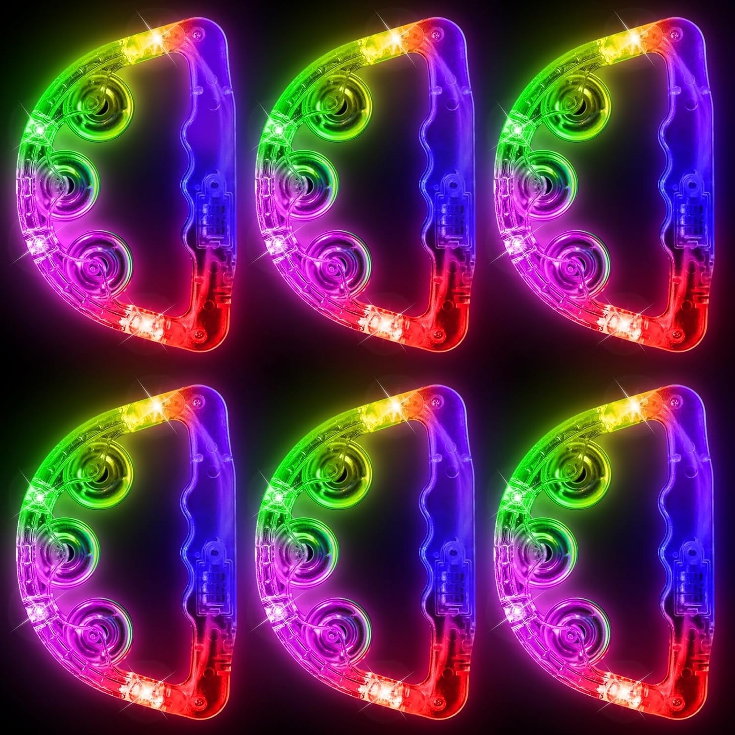 LED Tambourine, Light up Toys Handheld Musical Flashing Tamborine Autism Toys Pa