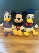Mickey Mouse Donald Duck And Daisy Duck 16 Inch Plush Lot Disney Store, EUC