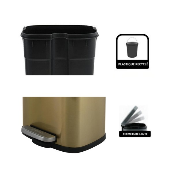 Spirella Kosmetikeimer 5 Liter Absenkautomatik Abfalleimer MüLleimer Bad Gold-image