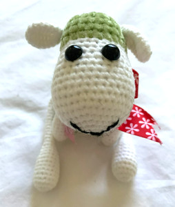 A Small Handmade Crochet Stuffed Sheep Gift Toy Amigurumi 4" sit height