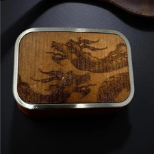 Buckle-Down Dragon Etched Design Wood & Metal Belt Buckle Accessory