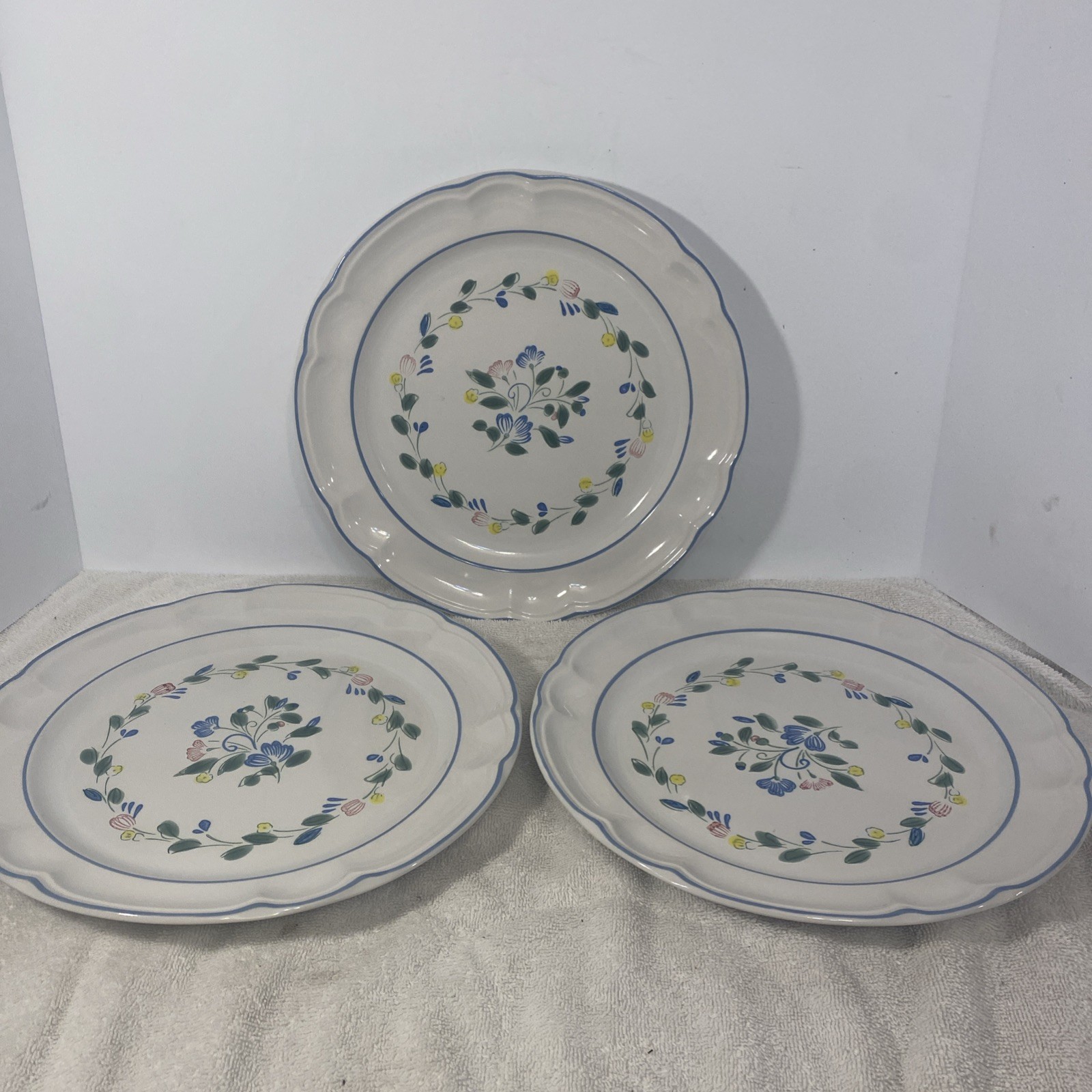 Hearthside Floral Expressions Blue White Dinner Plates Japan 10 3/4
