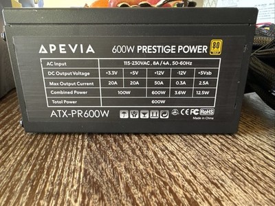 Apevia 600W Prestige ATX-PR600W 80 Plus Gold Power Supply ~ Used