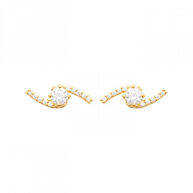Boucles d'oreilles lobs en plaqué or 18k et oxydes d'éclat