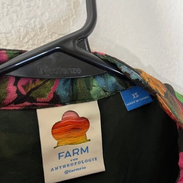 Blusa Farm Rio Top Feminina XS Botão Viscose Colorida Floral Anthropologie - Imagem 3 de 4