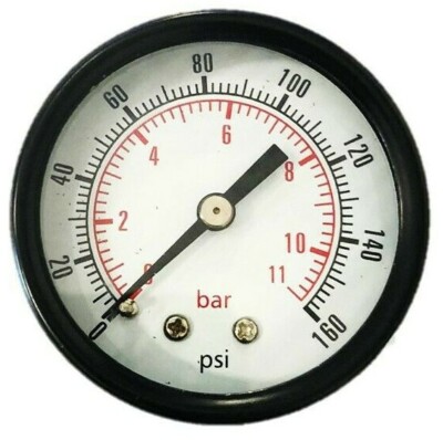 10 x 2'' Back Mount Air Compressor Pressure Pneumatic Gauge 0-160 PSI 1/4'' NPT