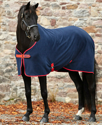 Horseware Mio Fleece Kühler weich abwickelnd stabil/Reise-/Showteppich marineblau/rot 5'6-7'0