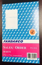 5 Pack: 2 part Carbonless Sales Order Books Receipt Form Invoice 50 Set 4.5x7.5