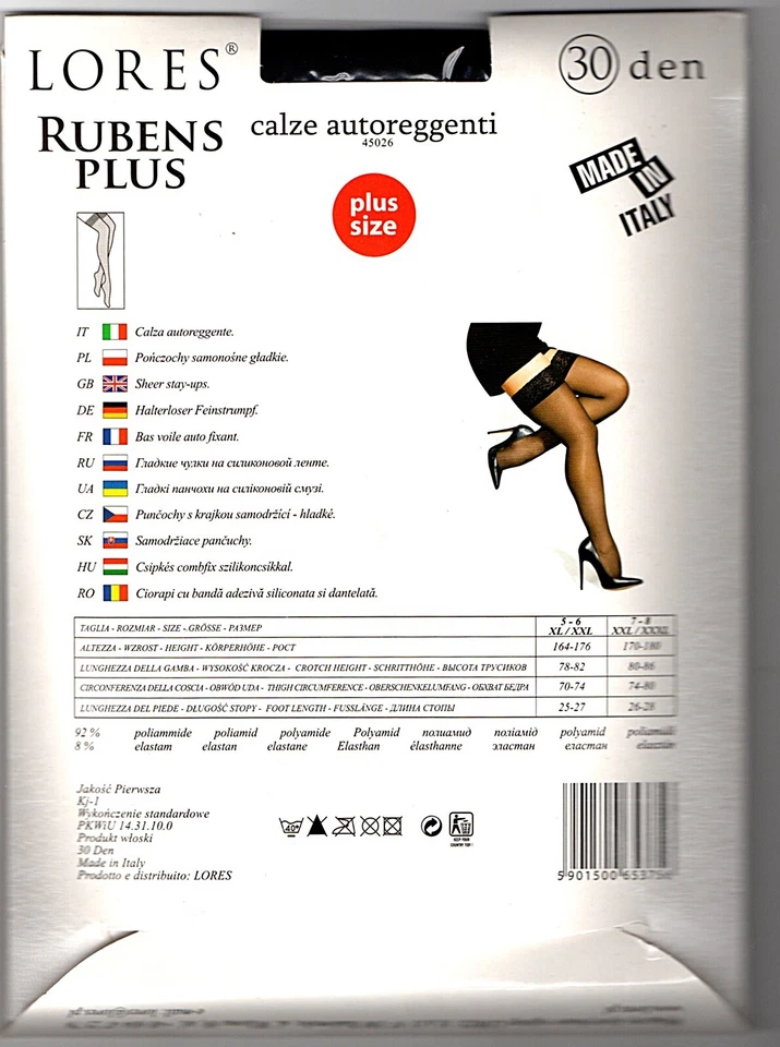 Plus Size LORES halterlose Strümpfe mit Spitze Silikon 3 Farben 30 den XL-3XL - Bild 3 von 3