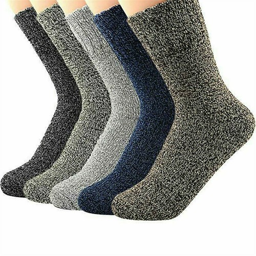 5 Paia Calze Uomo Lana Merino Invernali Calde Spesse Maglia Morbide Termiche Crew Calzini - Foto 12 di 12