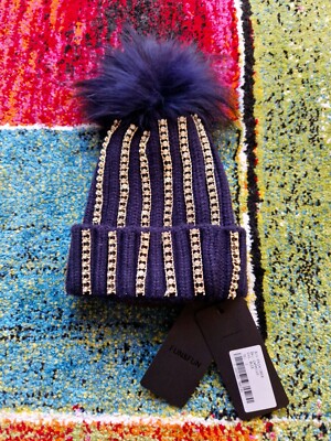 Blaue Strickmütze, Fellpon Pon, Strass, Fun&Fun, Gr.U