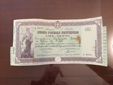 BUONO POSTALE FRUTTIFERO LIRE 100 gennaio 1938 PRIOCCA CUNEO numismatica SABAUDA
