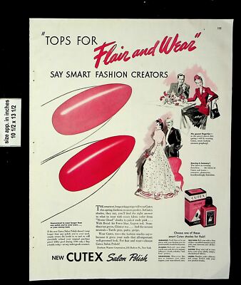 1940 Flair and Wear Cutex Salon Nail Polish Vintage Print Ad 21131