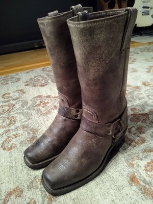 frye distressed harness boots