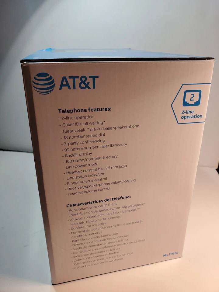 New AT&T ML17928 2-Line Corded Phone Black/Silver 424673 Free Shipping! - Image 4 of 4