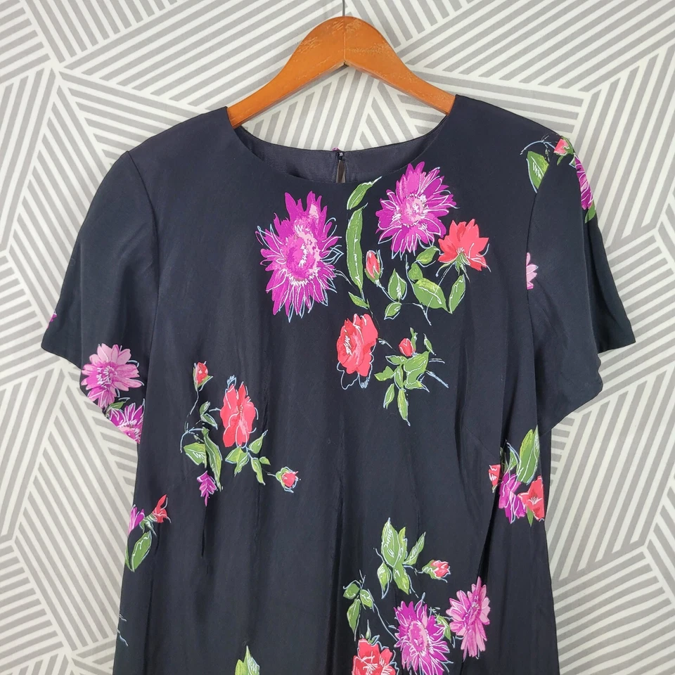 Vestido de fiesta vintage años 90 talla 18 grunge alt floral púrpura rosa negro en capas Foto 3 de 4
