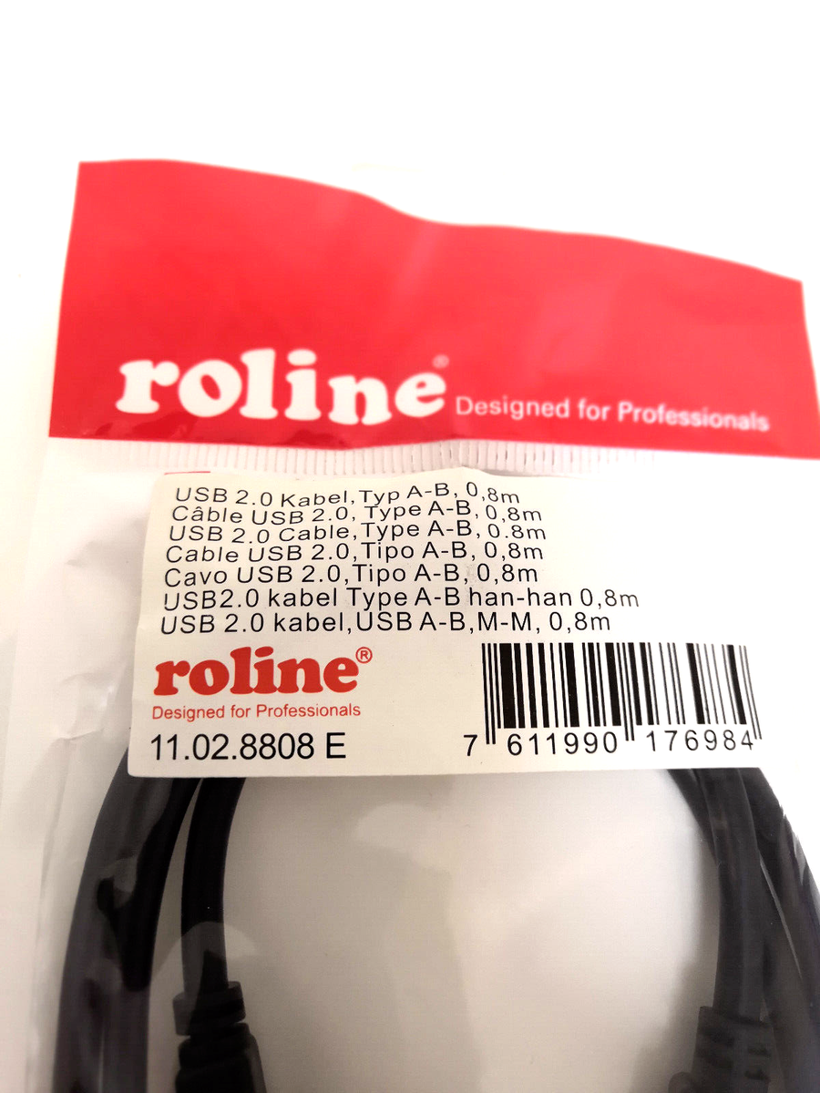 ROLINE Cavo USB 2.0 Highspeed Da A A B - 0,8 Metri, Bianco, Per Stampanti, Scanner E Hard Disk Esterni, Fino A 480 Mbit/s