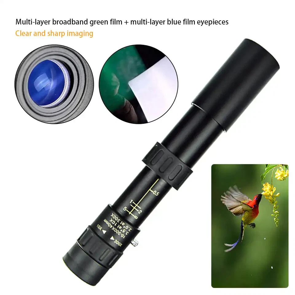 10-300X Zoom HD Powerful Binoculars Long Range Portable Telescope Monocular - Image 3 of 4