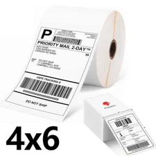 4 x 6 Fanfold / Roll Thermal Shipping Labels Paper for Zebra & Rollo Printers