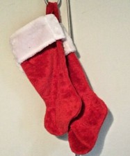 Pair Plush Red Christmas Stocking 19" New