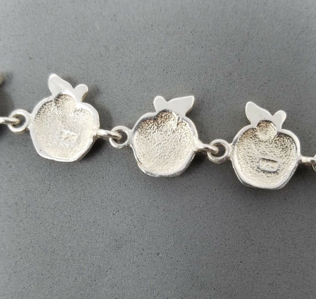 Apple Bracelet Sterling Silver Solid 925 Toggle C… - image 5