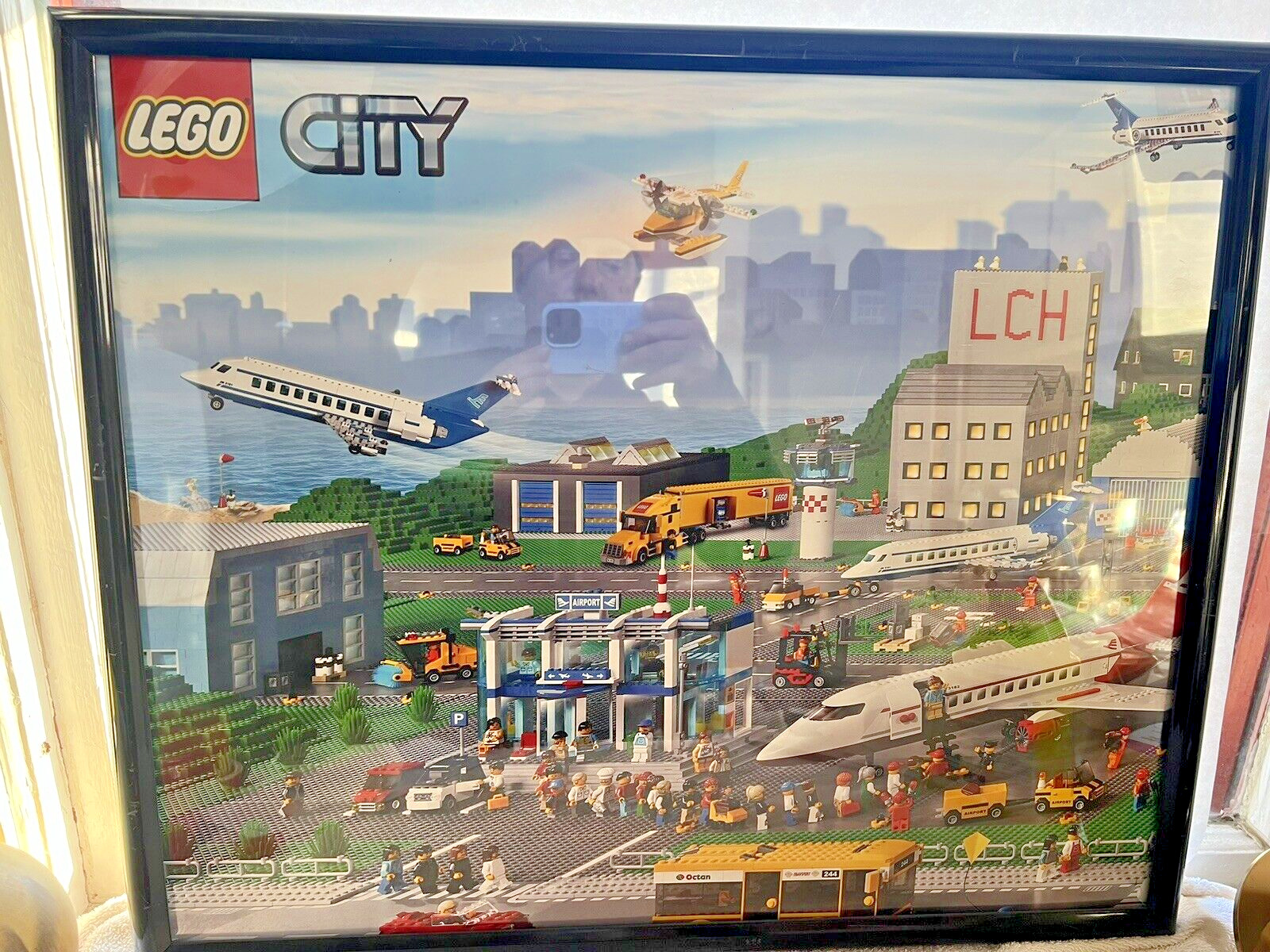 Lego City Poster Airport Airplanes Cityscape approx. 23" x 19" hard to find