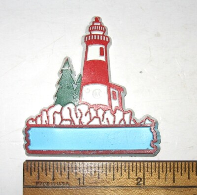 Refrigerator Magnet Red and White LIGHTHOUSE - Add Your Own Caption