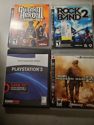 4 PS3 Game Lot Rockband 2 Guitar Hero III Legends Call of Duty Modern Warfare 2