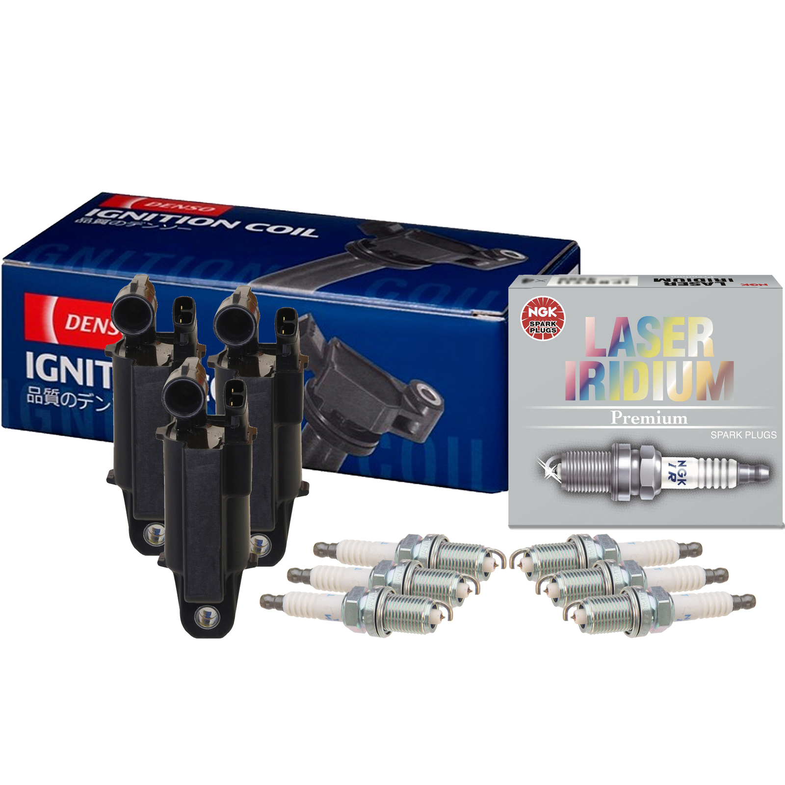 Denso 3 Ignition Coils NGK 6 Laser Iridium Spark Plugs Kit For Lexus SC300 2JZGE