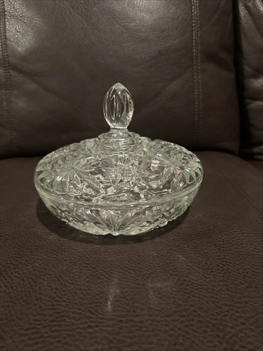 Vintage Anchor Hocking Star of David Candy Dish with Lid 7.25" - Beautiful!!!