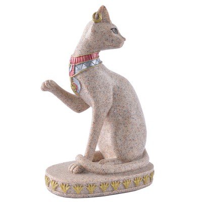 Cottage Sandstein altägyptische Mau Katze Statue handgefertigte Marmorskulptur