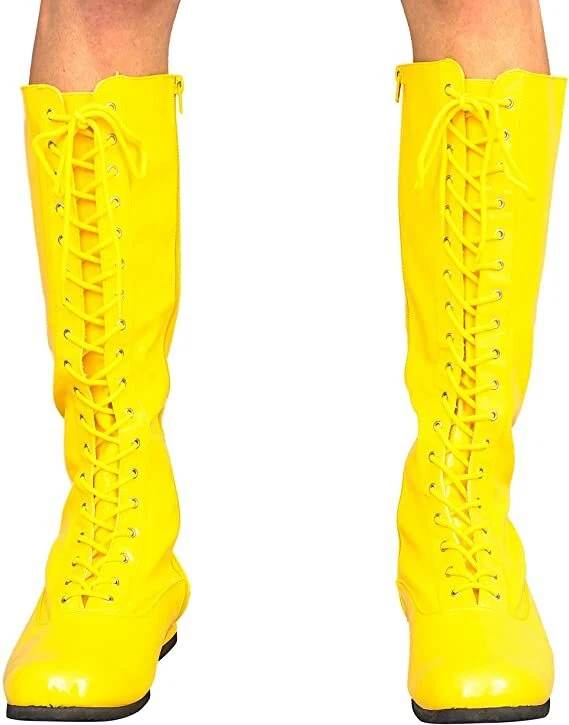 Adult Wrestling Halloween Costume Cosplay Lace-Up Zipper Boots Multiple Color - Image 3 of 4