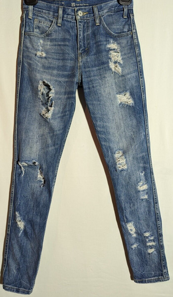 Women's Levi's High Rise Skinny Distressed Blue Jeans Size 7 Leg 30"