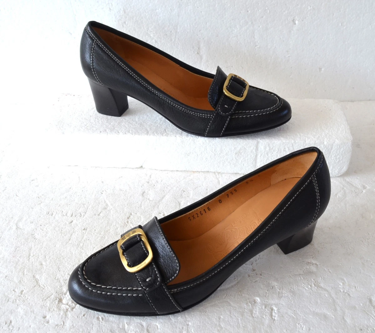 SALVATORE FERRAGAMO Women Shoes Florence Italy Buckle Low Heel