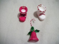 4 Felt VINTAGE CHRISTMAS STOCKING BOOTS and bell